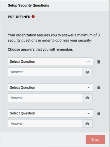 Setup Security Questions